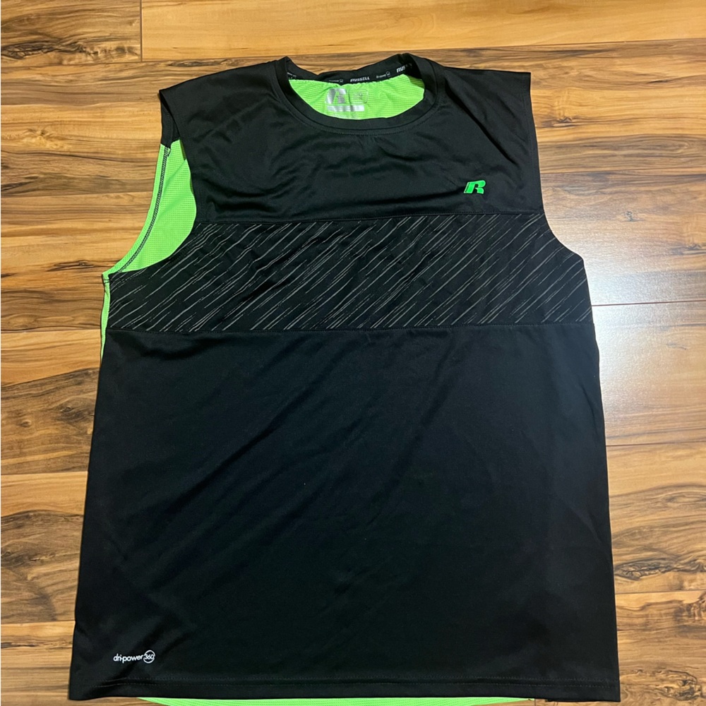 Russell Athletic Black and Green Athletic Tank Top